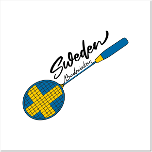 Sweden Flag of Badminton Racquet Racket Sports (Sweden) Flag Posters and Art